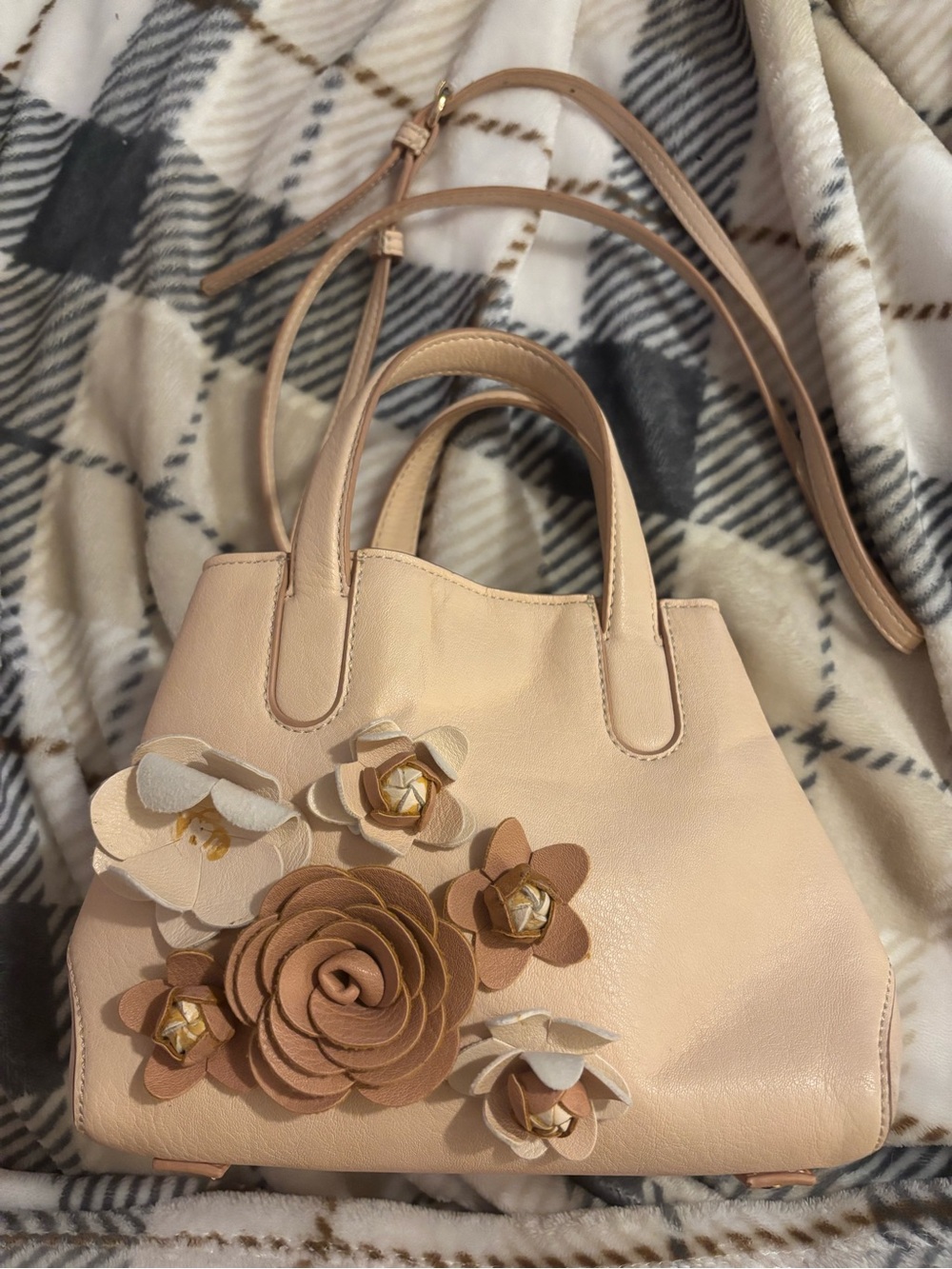 LC Lauren Conrad Blush Floral Appliqué Shoulder Satchel